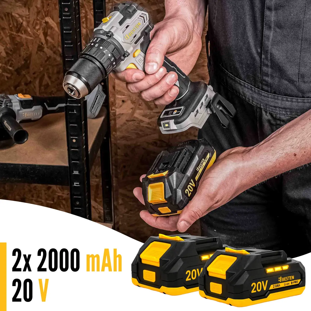 Wkrętarka akumulatorowa udarowa BESTEN BE-2885 - akumulatory 21V